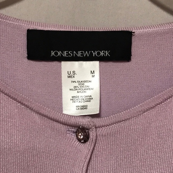 Jones New York Lavender Sweater with glass buttons Size Medium - Picture 2 of 6